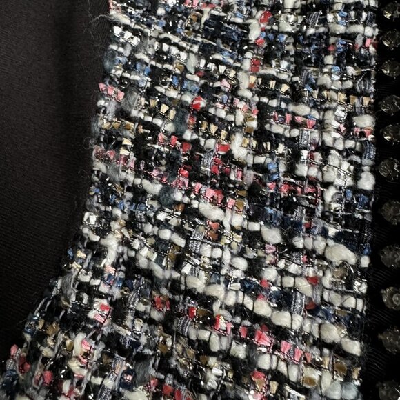 Boston Proper Tweed Jacket‎ Womens 4 Jewel Sparkle Sequins Metallic Thread Edgy - Picture 7 of 8